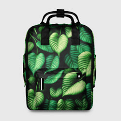 Рюкзак женский Зеленые листья и мох, цвет: 3D-принт