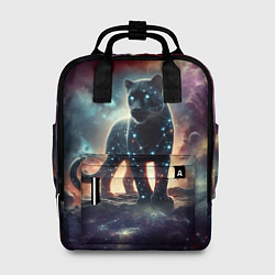 Рюкзак женский Звёздная космическая пантера - нейросеть неоновое, цвет: 3D-принт