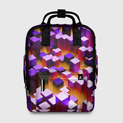 Рюкзак женский Фиолетовые блоки в оранжевом тумане, цвет: 3D-принт