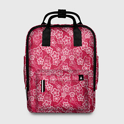 Рюкзак женский Красно-белый цветочный узор ретро, цвет: 3D-принт