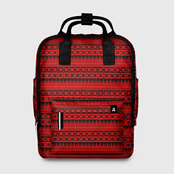 Рюкзак женский Чёрно-красный норвежский узор, цвет: 3D-принт