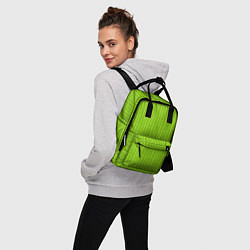 Рюкзак женский Ярко-зелёный в маленькие чёрные полоски, цвет: 3D-принт — фото 2