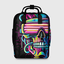 Рюкзак женский Cyber skull - ai art neon, цвет: 3D-принт