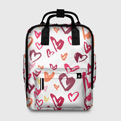 Рюкзак женский Сердечки паттерн, цвет: 3D-принт
