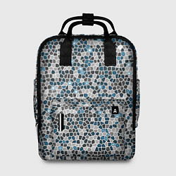 Рюкзак женский Паттерн мозаика серый с голубым, цвет: 3D-принт