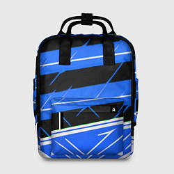 Рюкзак женский Чёрно-белые полосы на синем фоне, цвет: 3D-принт