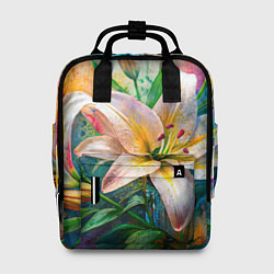 Рюкзак женский Лилии абстракция гранж, цвет: 3D-принт
