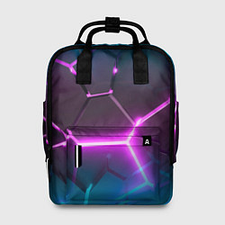 Женский рюкзак Голубые и розовые неоновые плиты в разломе