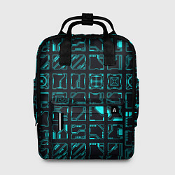 Рюкзак женский Квадратные геометрические инженерные синие схемы п, цвет: 3D-принт