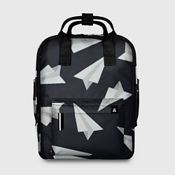 Рюкзак женский Белый бумажный самолётик - Телеграм, цвет: 3D-принт