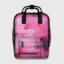 Рюкзак женский Чёрные пятна на розовом фоне абстракция, цвет: 3D-принт