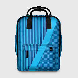 Рюкзак женский Сине-голубой с широкой полосой, цвет: 3D-принт