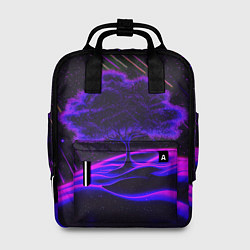 Рюкзак женский Дерево и звездопад неоновый космос, цвет: 3D-принт