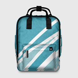 Женский рюкзак Бело-голубой абстракция с полосами
