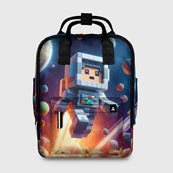 Рюкзак женский Космонавт в неоновом космосе - Майнкрафт, цвет: 3D-принт
