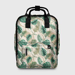 Рюкзак женский Листья монстеры на мраморном фоне, цвет: 3D-принт