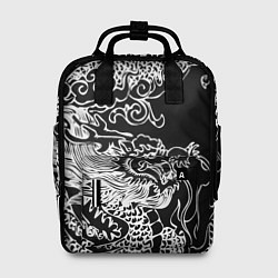 Рюкзак женский Белый дракон на черном, цвет: 3D-принт