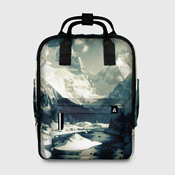 Рюкзак женский Река и горы снежные пейзаж, цвет: 3D-принт