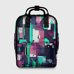 Рюкзак женский Абстракция бирюзовый с розовым геометричный, цвет: 3D-принт