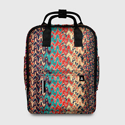 Рюкзак женский Красно-синий искажённые полосы узор, цвет: 3D-принт