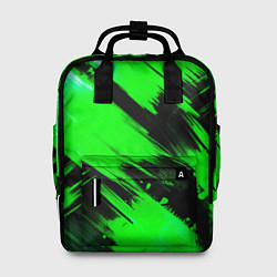 Рюкзак женский Зеленые мазки краски на черном, цвет: 3D-принт