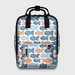 Рюкзак женский Разноцветные рыбы на белом, цвет: 3D-принт