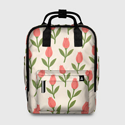 Рюкзак женский Тюльпаны паттерн, цвет: 3D-принт