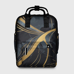 Рюкзак женский Мраморный узор с золотыми полосками, цвет: 3D-принт