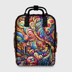 Рюкзак женский Красочный абстрактный паттерн - нейроарт, цвет: 3D-принт