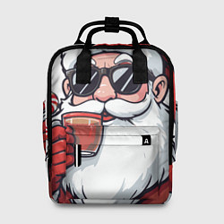 Рюкзак женский Санта Клаус в стильных солнцезащитных очках, цвет: 3D-принт