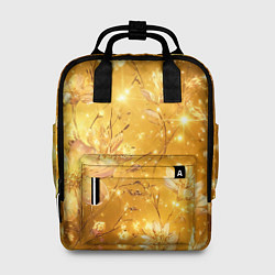 Рюкзак женский Цветочный золотой с искрами, цвет: 3D-принт