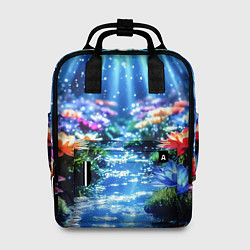 Рюкзак женский Цветы на глубине освещённые лучами, цвет: 3D-принт