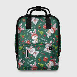 Рюкзак женский Новогодние зайчики, цвет: 3D-принт