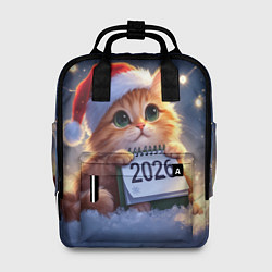 Рюкзак женский Кот который ждет новый год, цвет: 3D-принт