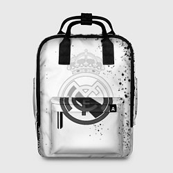Рюкзак женский Реал Мадрид черно белые краски, цвет: 3D-принт