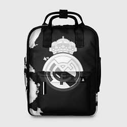 Рюкзак женский Реал Мадрид черно белые краски, цвет: 3D-принт
