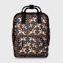 Рюкзак женский Новогодние коты всадники на лошади, цвет: 3D-принт