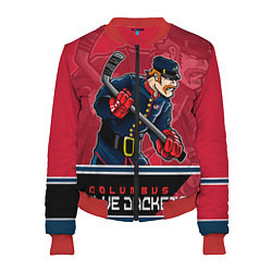 Бомбер женский Columbus Blue Jackets, цвет: 3D-красный