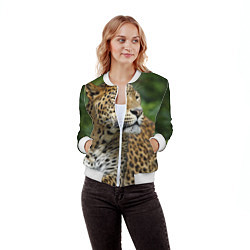 Бомбер женский Лик леопарда, цвет: 3D-белый — фото 2
