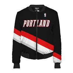 Бомбер женский Portland Trail Blazers, цвет: 3D-черный