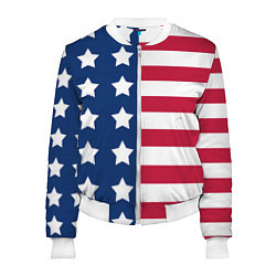 Бомбер женский USA Flag, цвет: 3D-белый