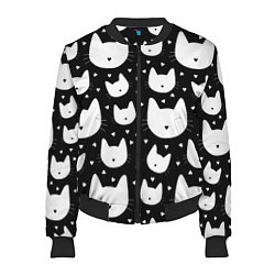 Бомбер женский Love Cats Pattern, цвет: 3D-черный