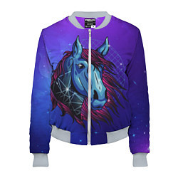 Бомбер женский Retrowave Neon Horse, цвет: 3D-меланж