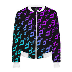 Бомбер женский JOJOS BIZARRE ADVENTURE NEON PATTERN НЕОН УЗОР, цвет: 3D-белый