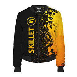 Бомбер женский Skillet - gold gradient: по-вертикали, цвет: 3D-черный