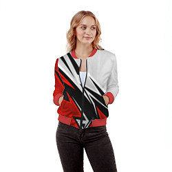 Бомбер женский Бело-красная униформа для зала, цвет: 3D-красный — фото 2