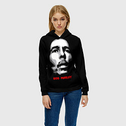 Толстовка-худи женская Bob Marley Face, цвет: 3D-черный — фото 2