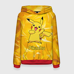 Толстовка-худи женская Pikachu, цвет: 3D-красный