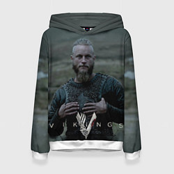 Толстовка-худи женская Vikings: Ragnarr Lodbrok, цвет: 3D-белый