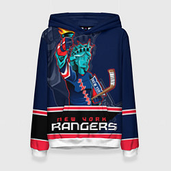 Толстовка-худи женская New York Rangers, цвет: 3D-белый